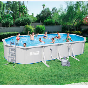 Bestway 7.4m x 3.6m x 1.2m Hydrium™ Oval Steel Wall Pool with 1500gal ...