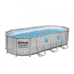 Bestway 4.27m x 2.50m x 1m Power Steel Swim Vista Oval Pool Set with 530gal Cartridge Filter - 56715