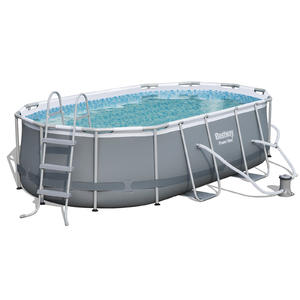 Bestway 4.27m x 2.50m x 1.00m Power Steel Oval Pool Set with 530gal Cartridge Filter - 56622