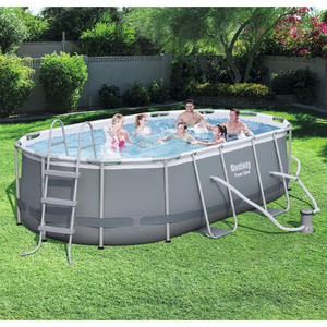 Bestway 4.27m x 2.50m x 1.00m Power Steel Oval Pool Set with 530gal Cartridge Filter - 56622