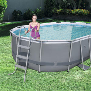 Bestway 4.27m x 2.50m x 1.00m Power Steel Oval Pool Set with 530gal Cartridge Filter - 56622