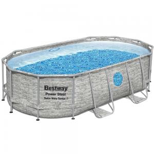 Bestway 4.27m x 2.50m x 1m Power Steel Swim Vista Oval Pool Set with 530gal Cartridge Filter - 56715