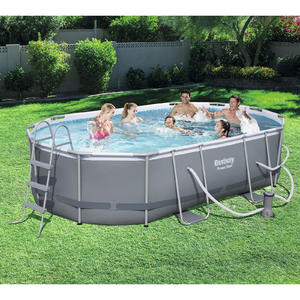 Bestway 4.88m x 3.05m x 1.07m Power Steel Oval Pool Set with 800gal Cartridge Filter - 56450