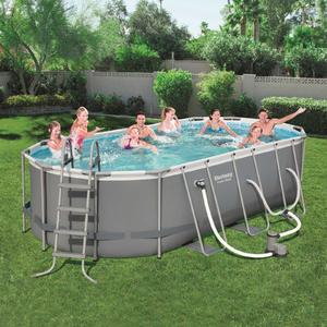 Bestway 5.49m x 2.74m x 1.22m Power Steel Oval Pool Set with 1500gal Cartridge Filter - 56711