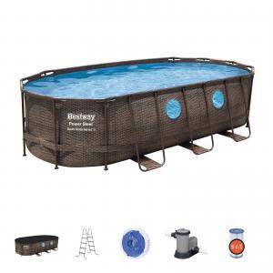 Bestway 5.49m x 2.74m x 1.22m Power Steel Swim Vista Oval Pool Set with 1500gal Cartridge Filter - 56717