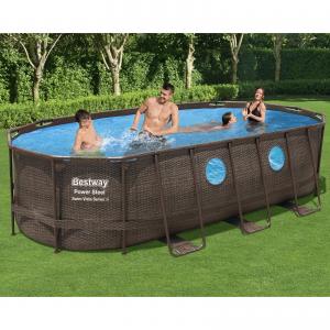 Bestway 5.49m x 2.74m x 1.22m Power Steel Swim Vista Oval Pool Set with 1500gal Cartridge Filter - 56717