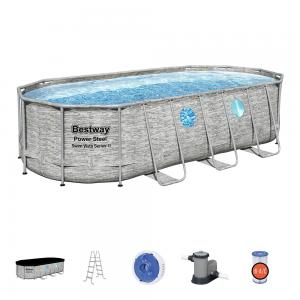 Bestway 5.49m x 2.74m x 1.22m Power Steel Swim Vista Oval Pool Set with 1500gal Cartridge Filter - 56717