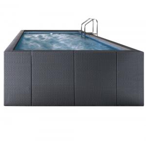 Laghetto Dolcevita Rattan - 2.4 x 4.4m - Above Ground Pool - Grey